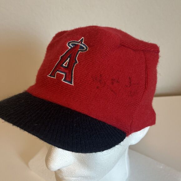 Dairy Queen Los Angeles Angels Hat SIGNED Red 2009 Knitted Cap DQ AUTOGRAPH - Picture 1 of 11